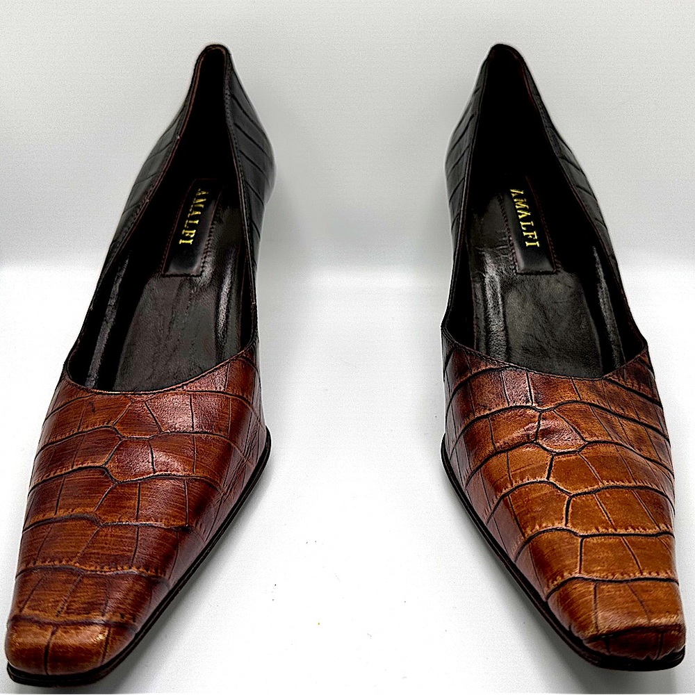Amalfi Brown Crocodile Pattern Heels size 7.5 - Picture 12 of 16